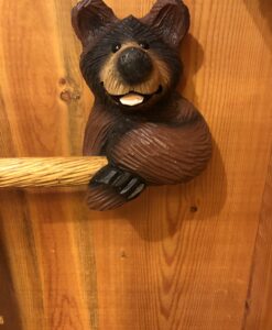 Wood Carved Bear Towel Rack