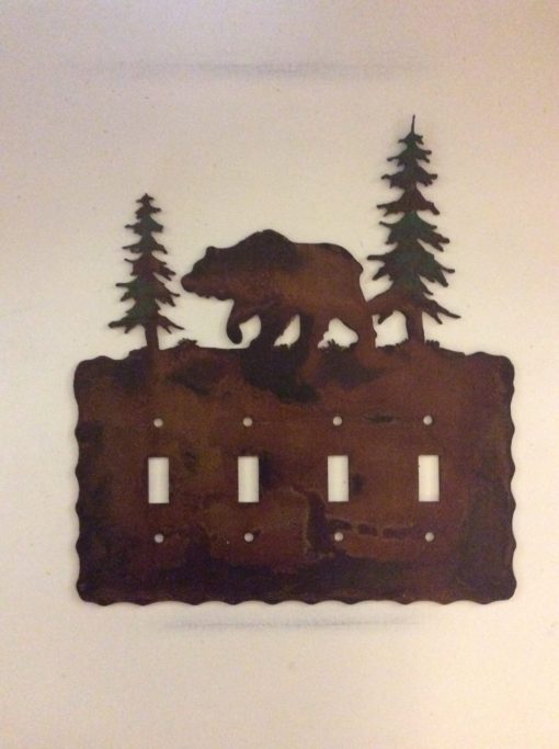 Bear Quad Toggle Switch Plate Cover