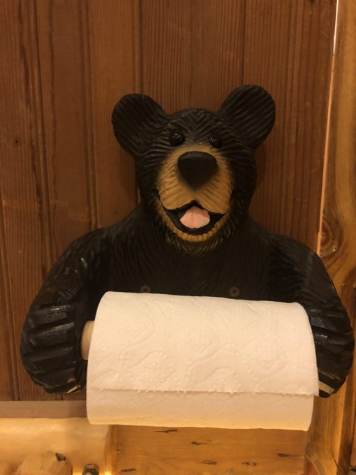 Wood Bear Toilet Paper Holder