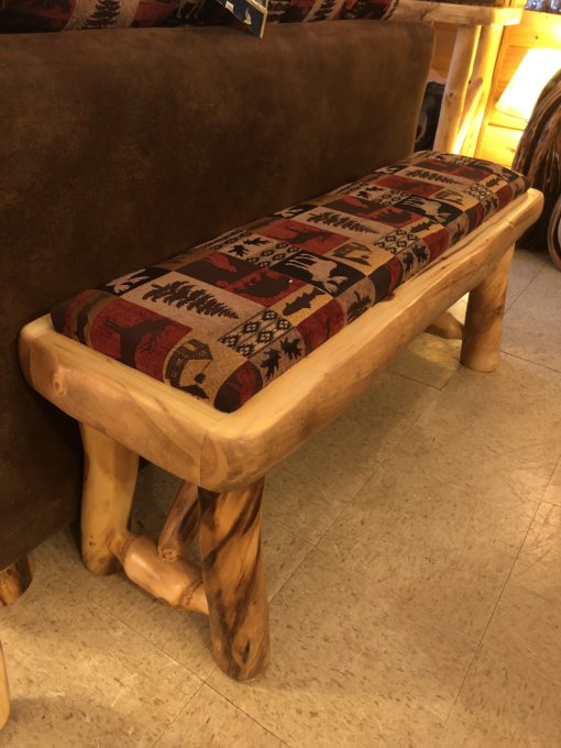 Aspen Log Bench With Upholstered Seat 48"