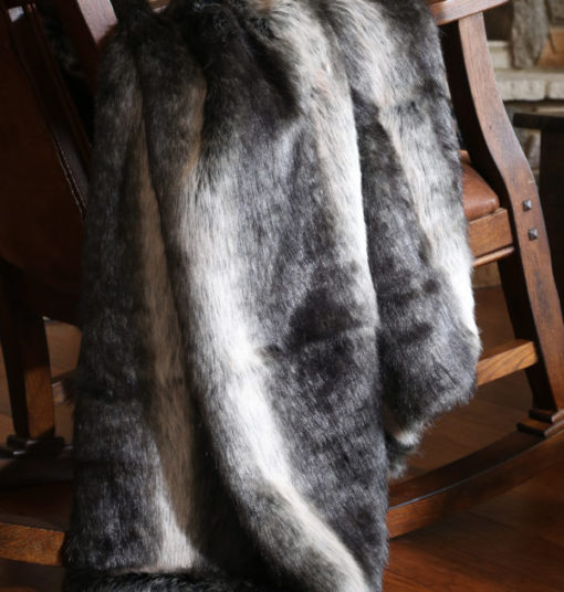 Black Wolf Fur Throw