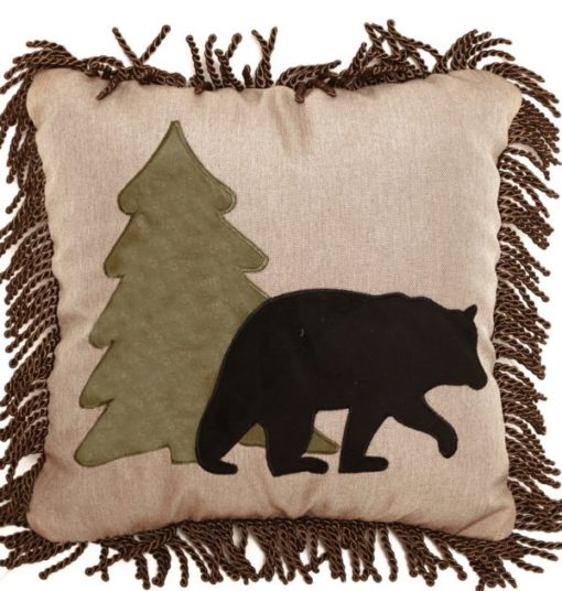 Tall Pine and Bear Pillow