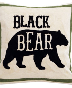Black Bear Chain Stitch Pillow