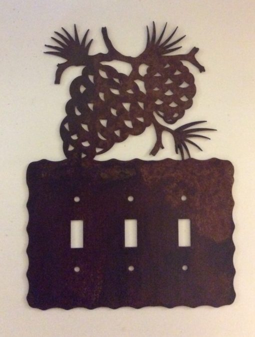 Pine Cone Triple Toggle Switch Plate Cover